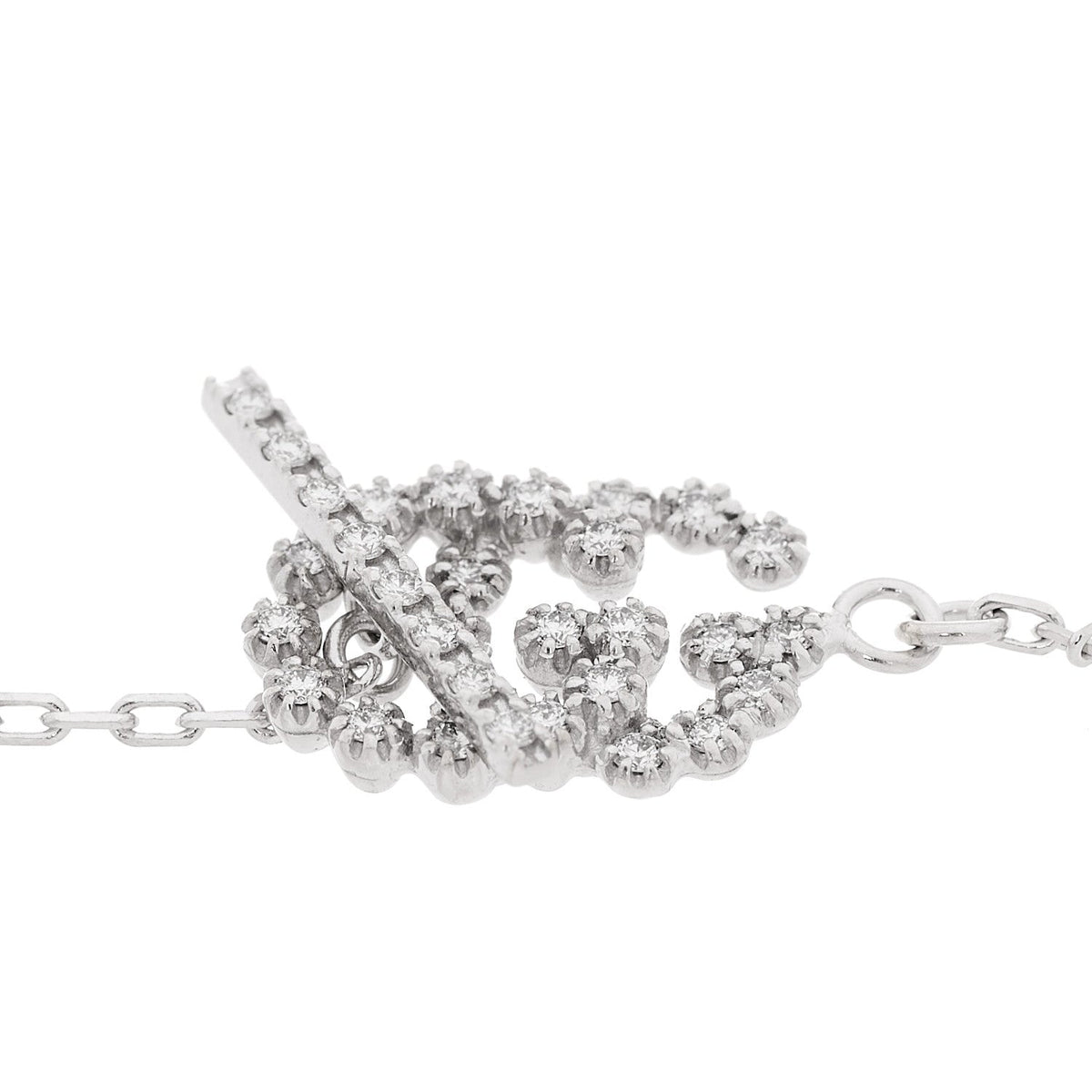 18K White Gold Diamond GG Running Bracelet