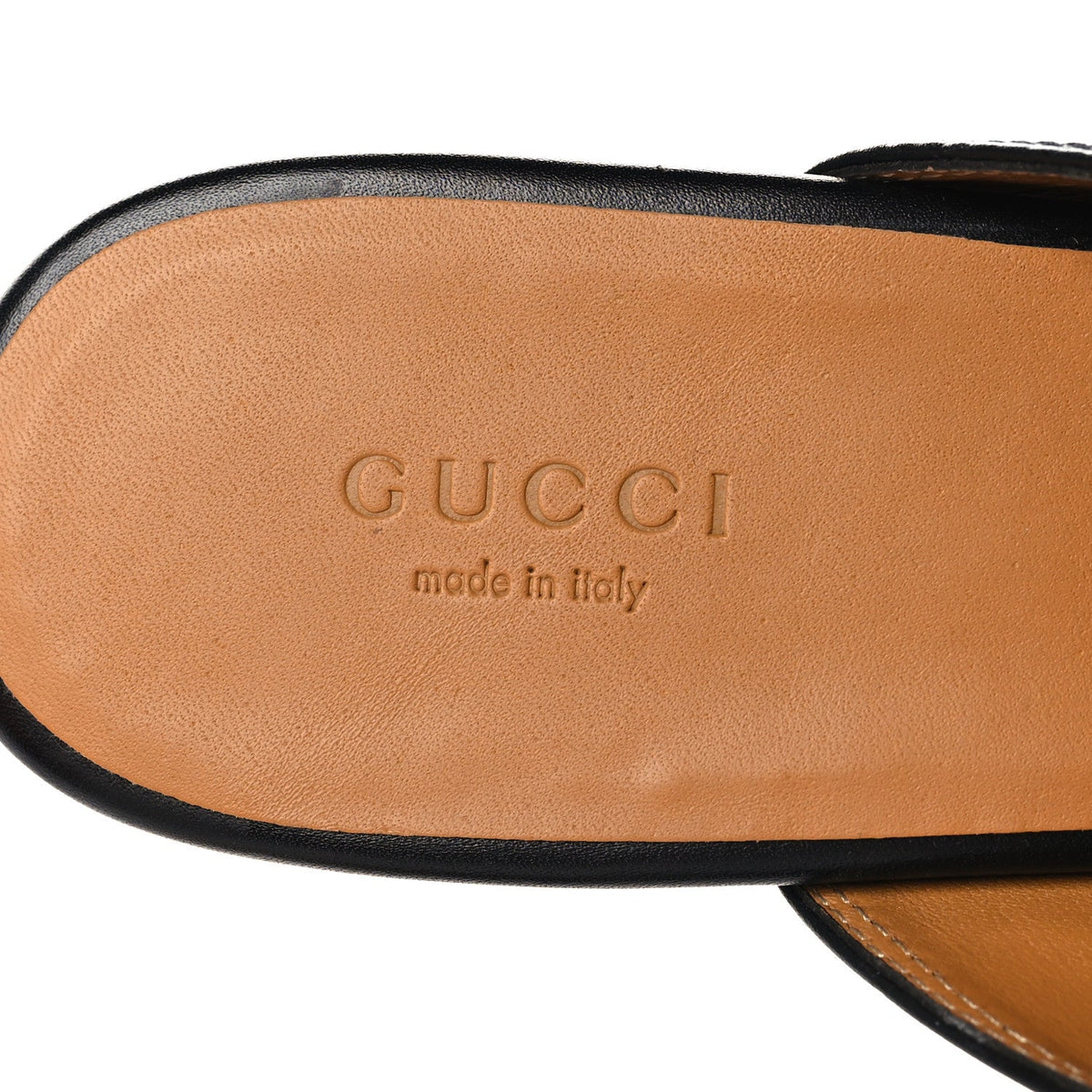 Glamour Calfskin Guccissima Womens Princetown Slippers 37.5 Black