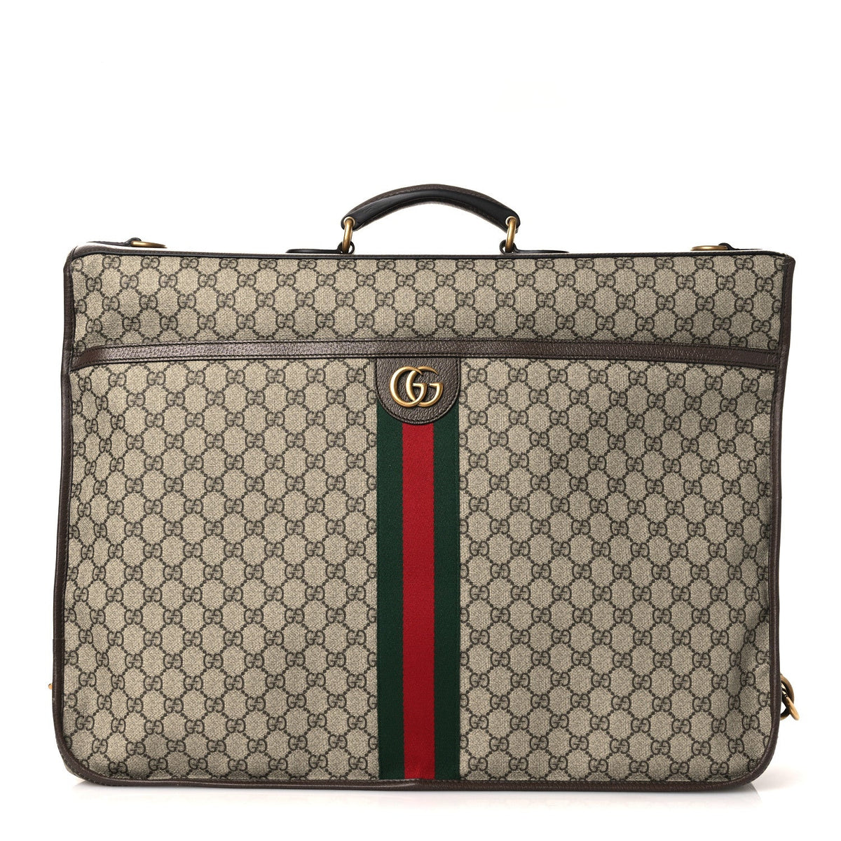 GG Supreme Monogram Textured Dollar Calfskin Web Ophidia Savoy Garment Bag Beige Ebony New Acero