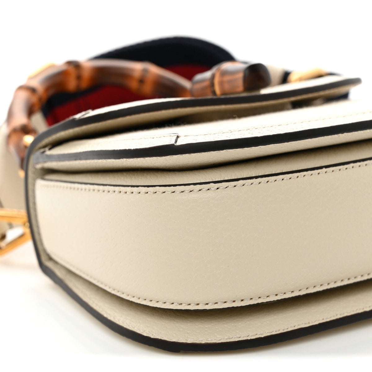 Monogram Jumbo GG Textured Dollar Calfskin Web Mini Bamboo 1947 Top Handle Bag Off White