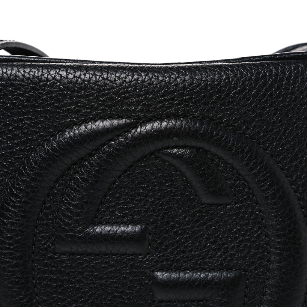 Pebbled Calfskin Small Soho Disco Bag Black