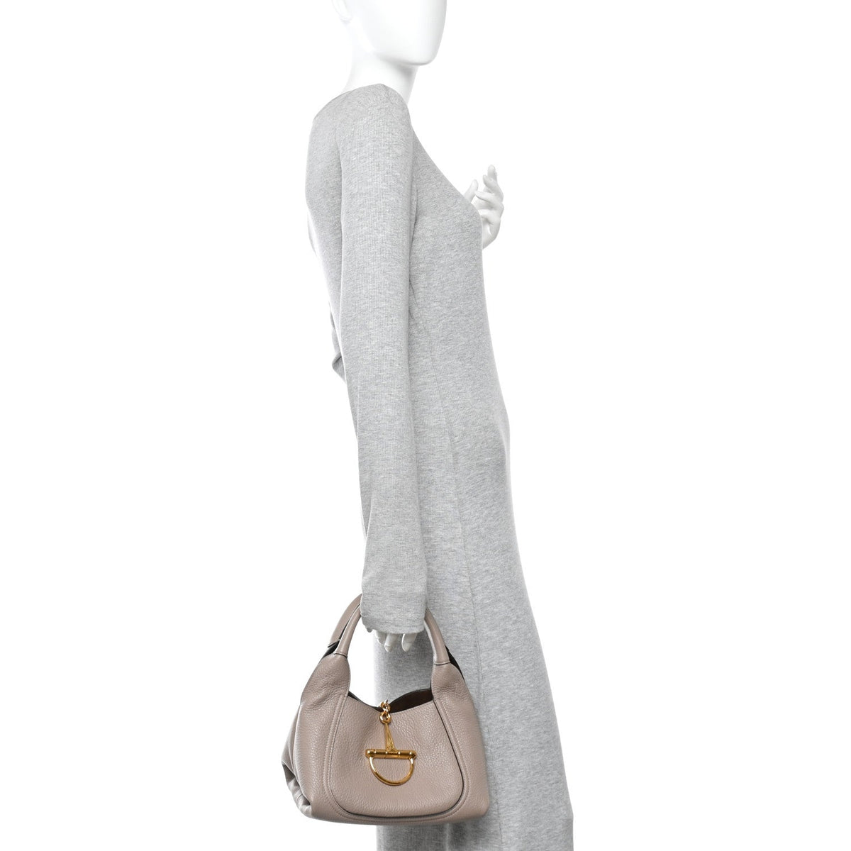 Grained Calfskin Softbit Medium Shoulder Bag Taupe Taupe