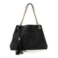 Pebbled Calfskin Medium Soho Chain Shoulder Bag Black