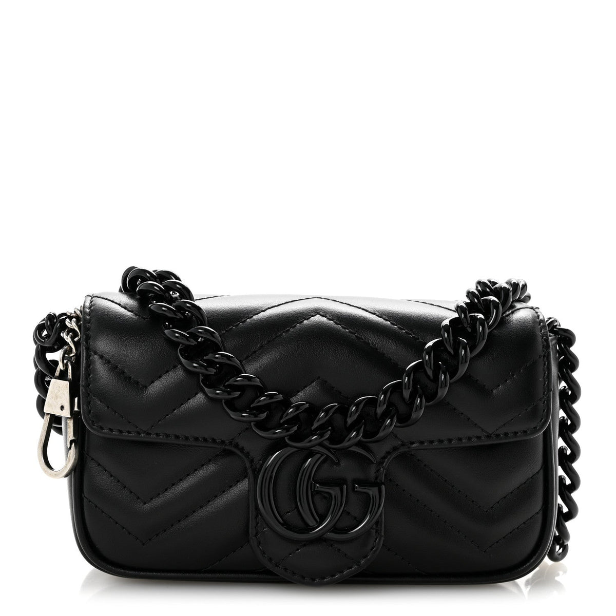 Calfskin Matelasse Monochrome GG Marmont Chain Belt Bag Black