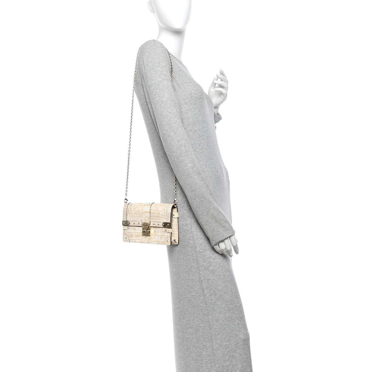 Alligator Trunk Chain Wallet Pearl