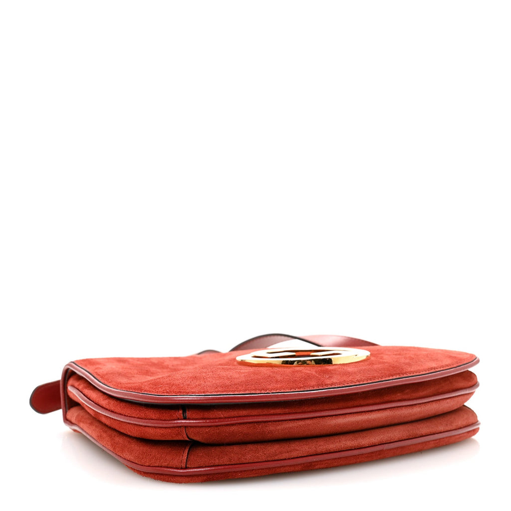 Suede Talco Roxy Calfskin Web Medium Blondie Shoulder Flap Bag Blondie Red