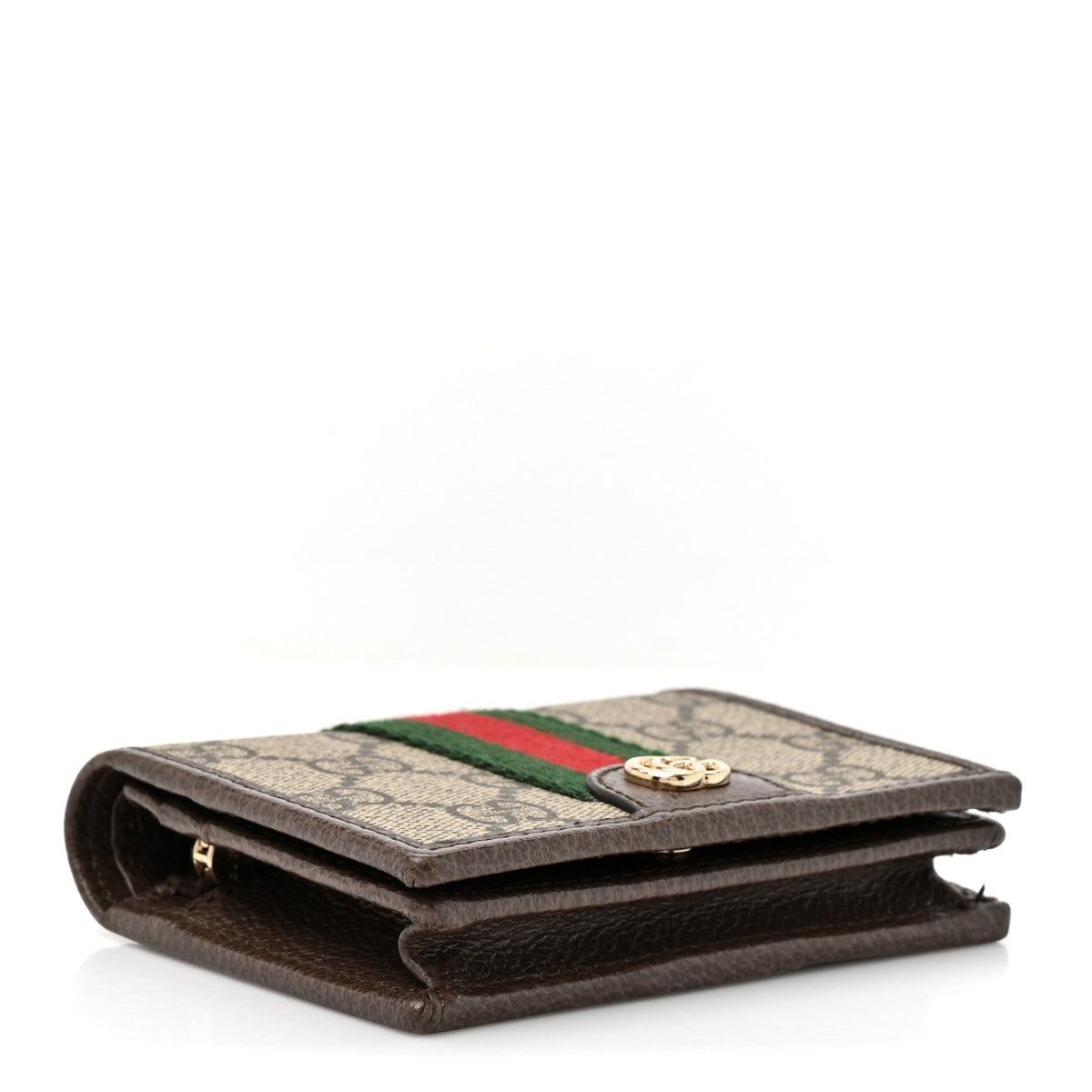 GG Supreme Monogram Web Ophidia Small Wallet Beige Dark Brown Beige Dark Brown
