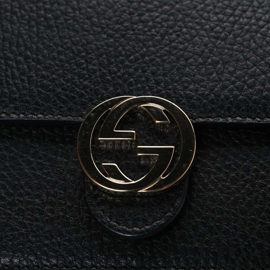 Dollar Calfskin Interlocking G Chain Wallet Black
