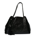 Patent Shearling Medium Soho Chain Shoulder Bag Black