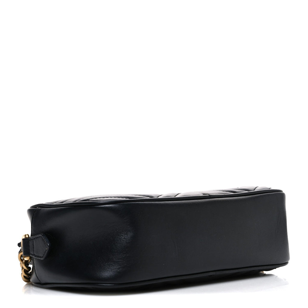 Calfskin Matelasse Small GG Marmont Chain Shoulder Bag Black