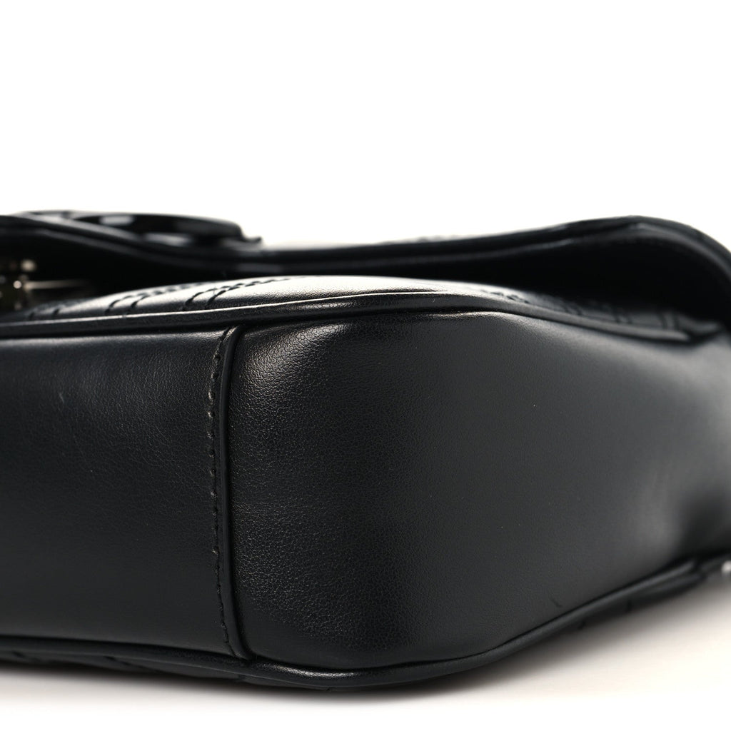 Calfskin Matelasse Monochrome Mini GG Marmont Shoulder Bag Black