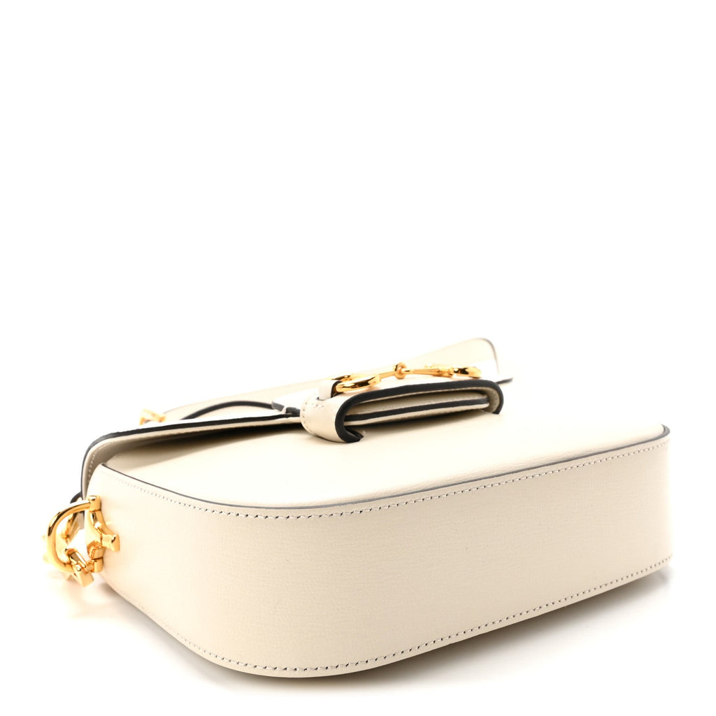 Azalea Calfskin Web Mini Horsebit 1955 Shoulder Bag Mystic White