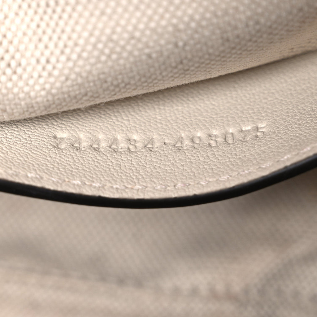 Sakai Be Green Calfskin Diagonal Stitched Blondie Top Handle Bag Mystic White