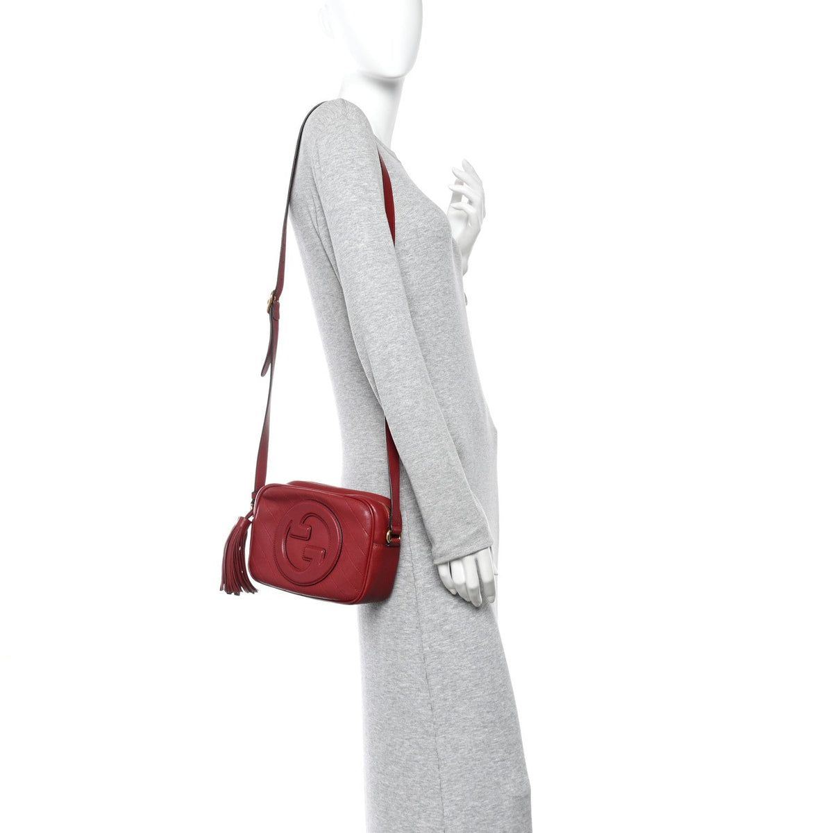 Sakai Be Green Calfskin Diagonal Stitched Small Blondie Shoulder Bag Rosso
