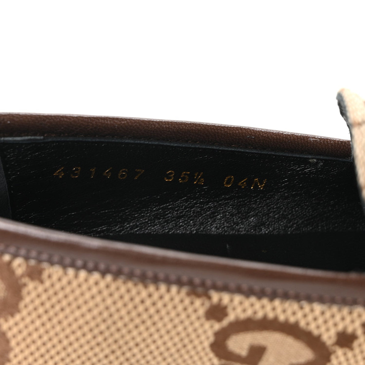 Monogram Jumbo GG Malaga Kid Horsebit Womens Jordaan Loafers 35.5 Beige Ebony New Acero