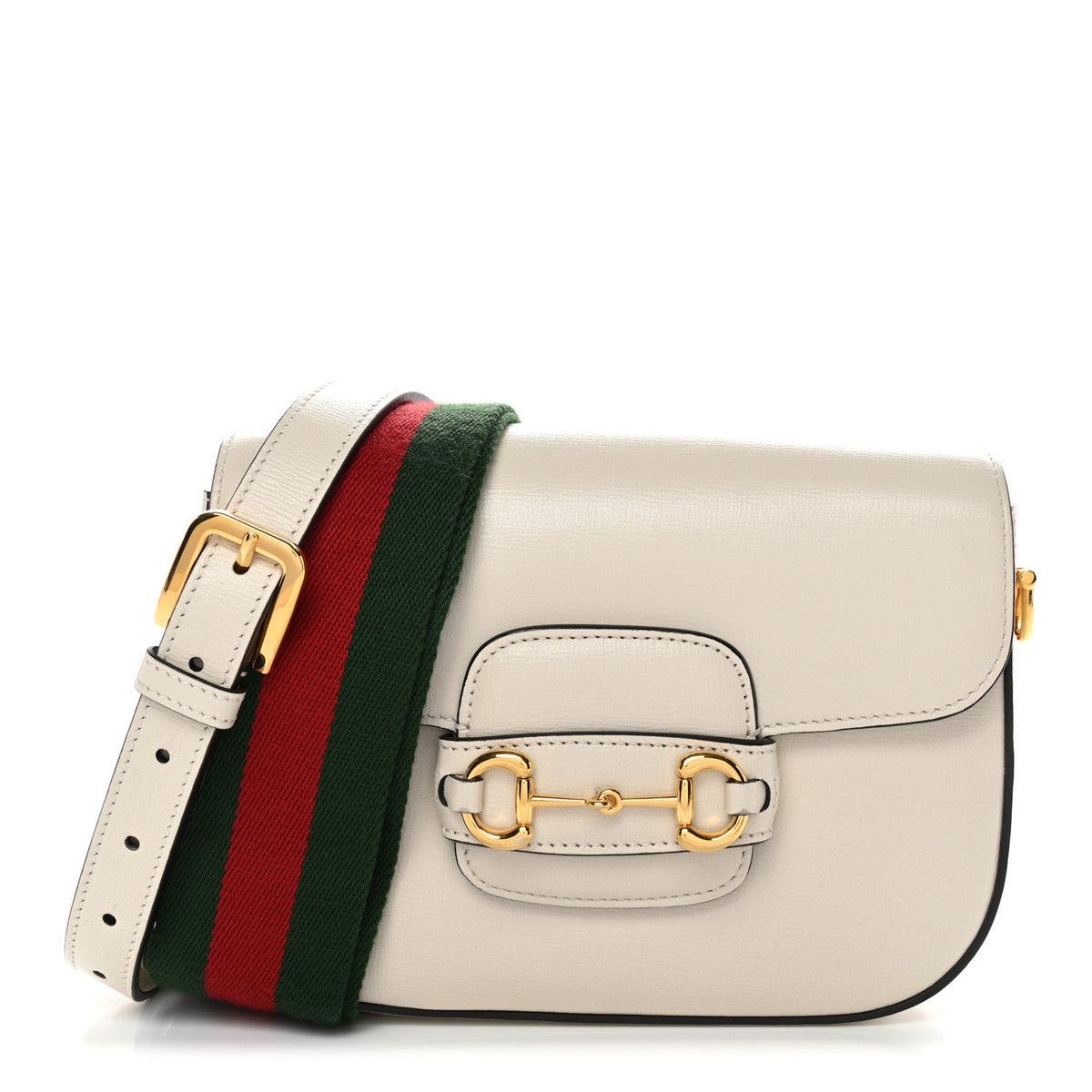Azalea Calfskin Web Mini Horsebit 1955 Shoulder Bag Mystic White