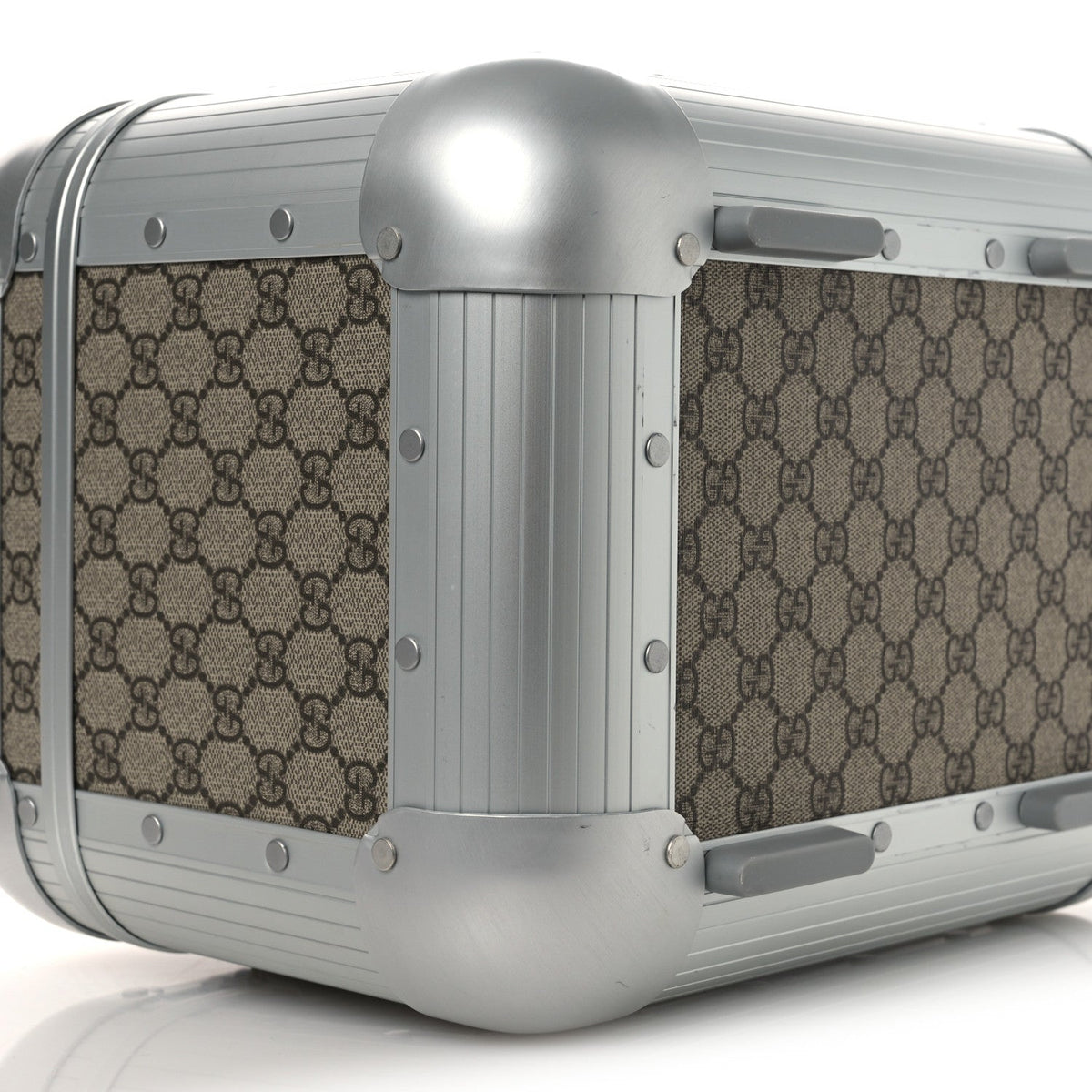 GG Supreme Monogram Aluminum Porter Beauty Case Silver