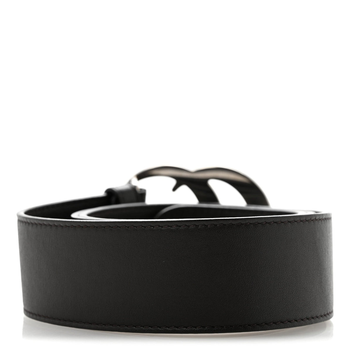 Moon Calfskin Nickel Double G 40mm Belt 85 34 Dark Cocoa