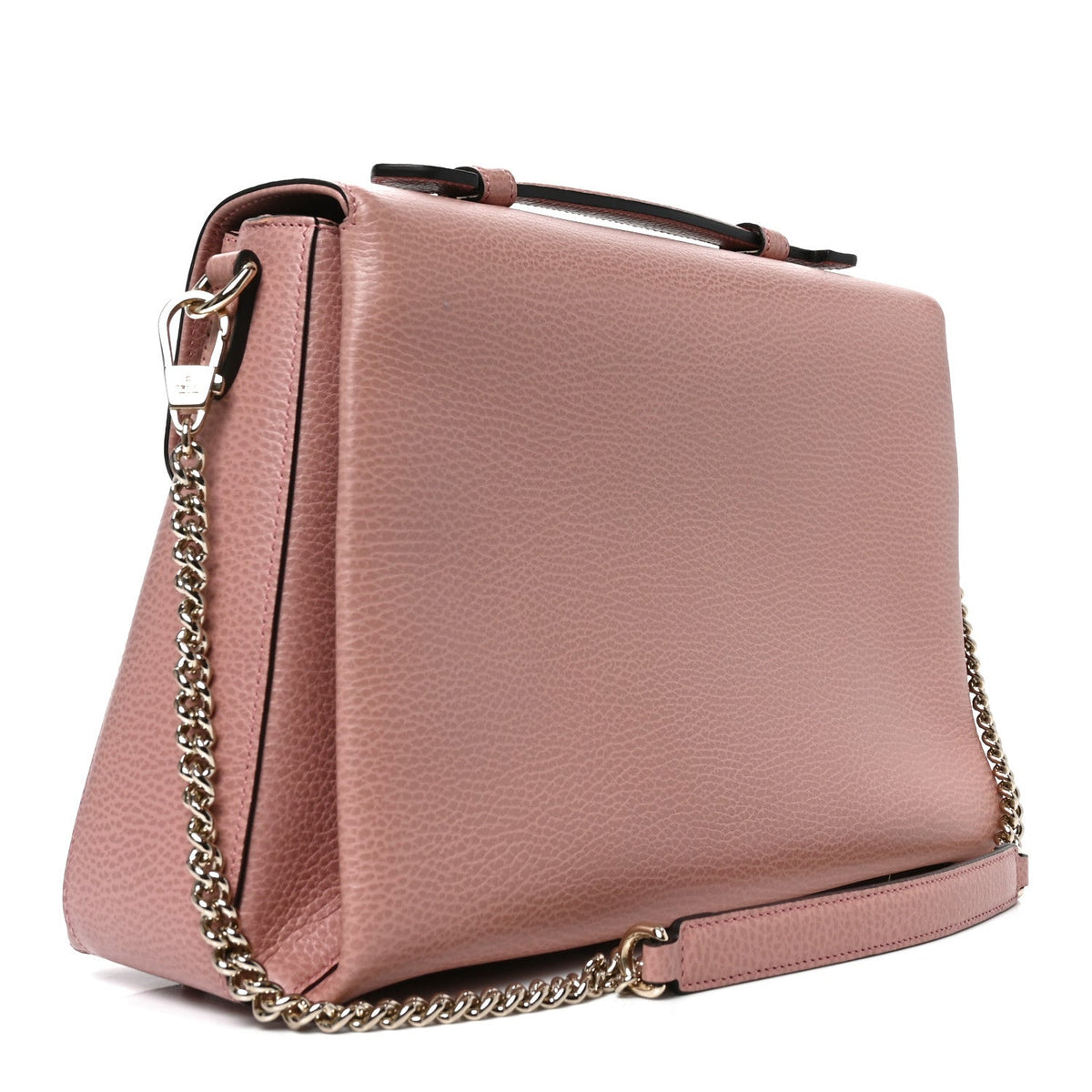 Dollar Calfskin Medium Interlocking G Top Handle Shoulder Bag Soft Pink