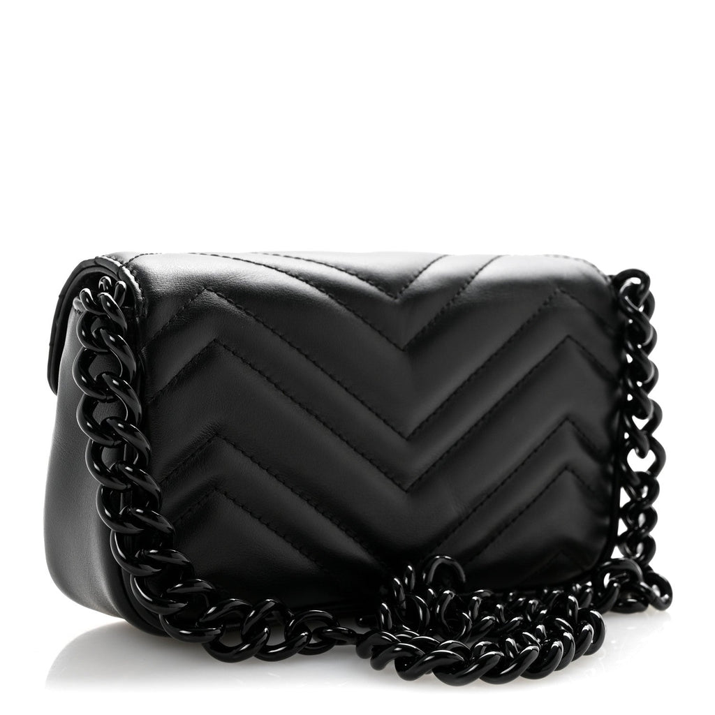 Calfskin Matelasse Monochrome GG Marmont Chain Belt Bag Black