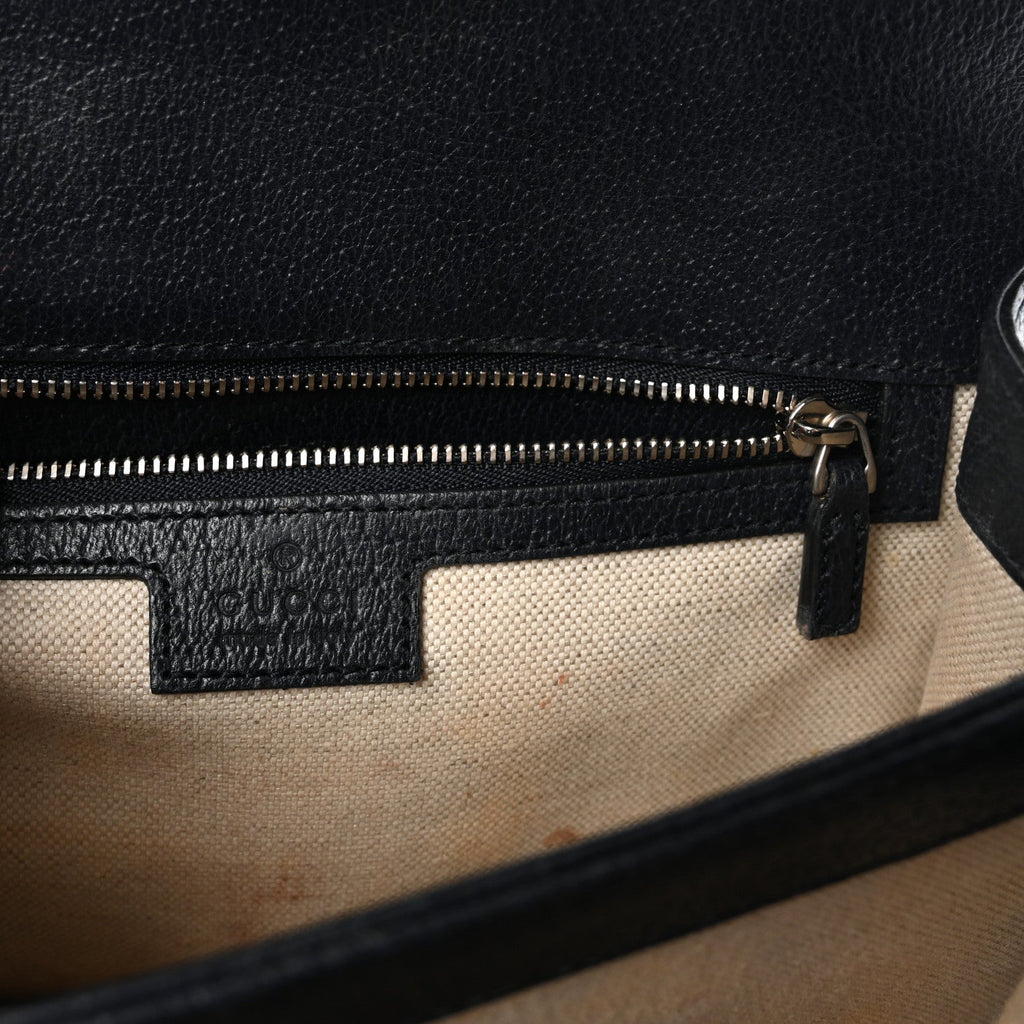 GG Supreme Monogram Textured Dollar Calfskin Web Small Ophidia Padlock Top Handle Bag Beige Blue