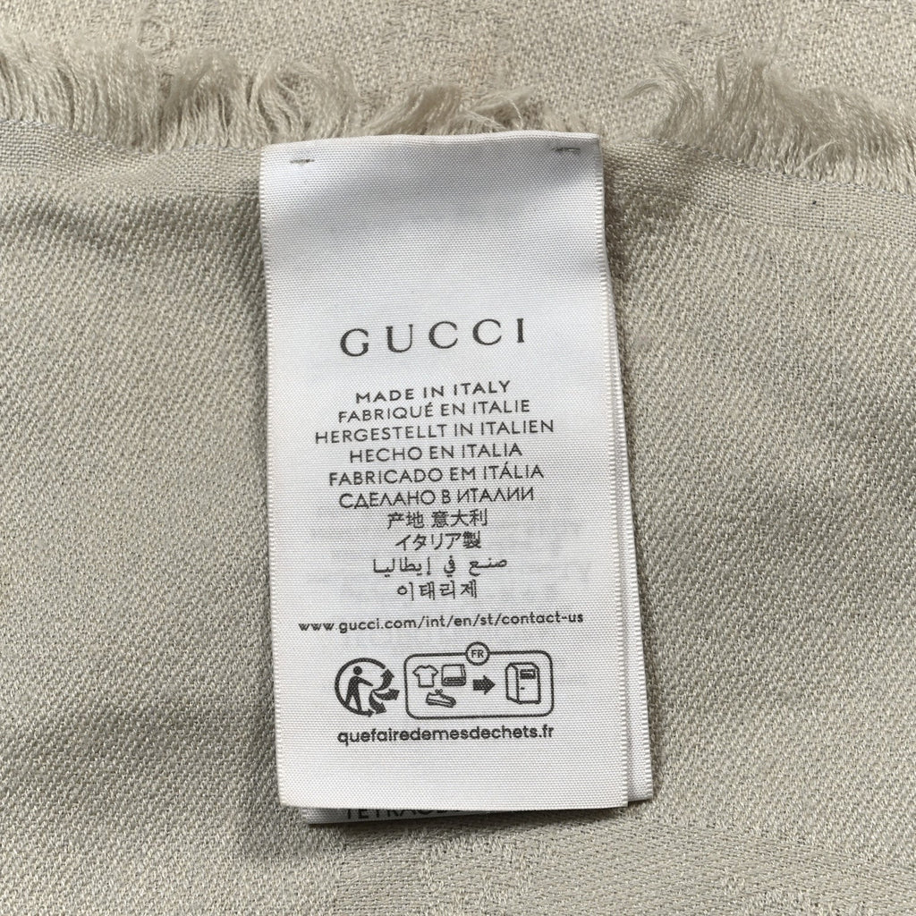 Wool Silk Jacquard GG Monogram Square Shawl Grey