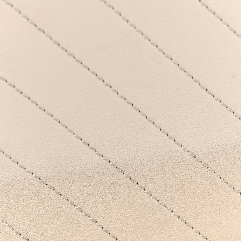 Sakai Be Green Calfskin Diagonal Stitched Blondie Top Handle Bag Mystic White