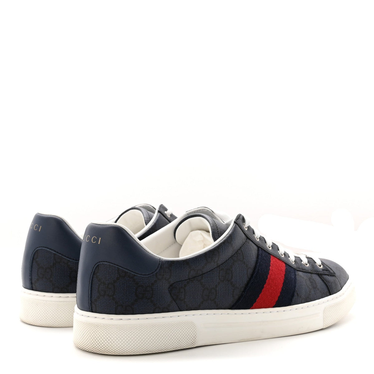 GG Supreme Monogram Web Mens New Ace Sneakers 10 Dark Blue