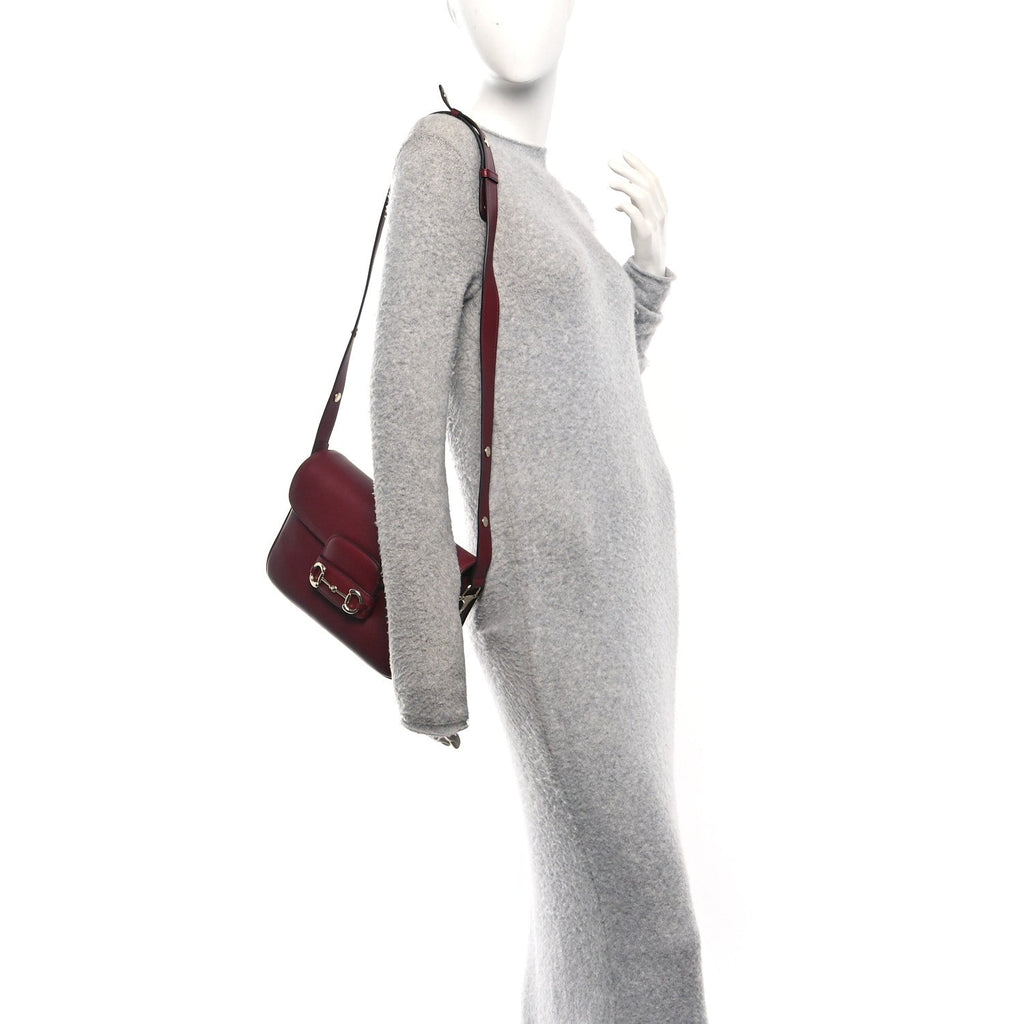 Arabella Calfskin Horsebit 1955 Shoulder Bag Rosso Ancora