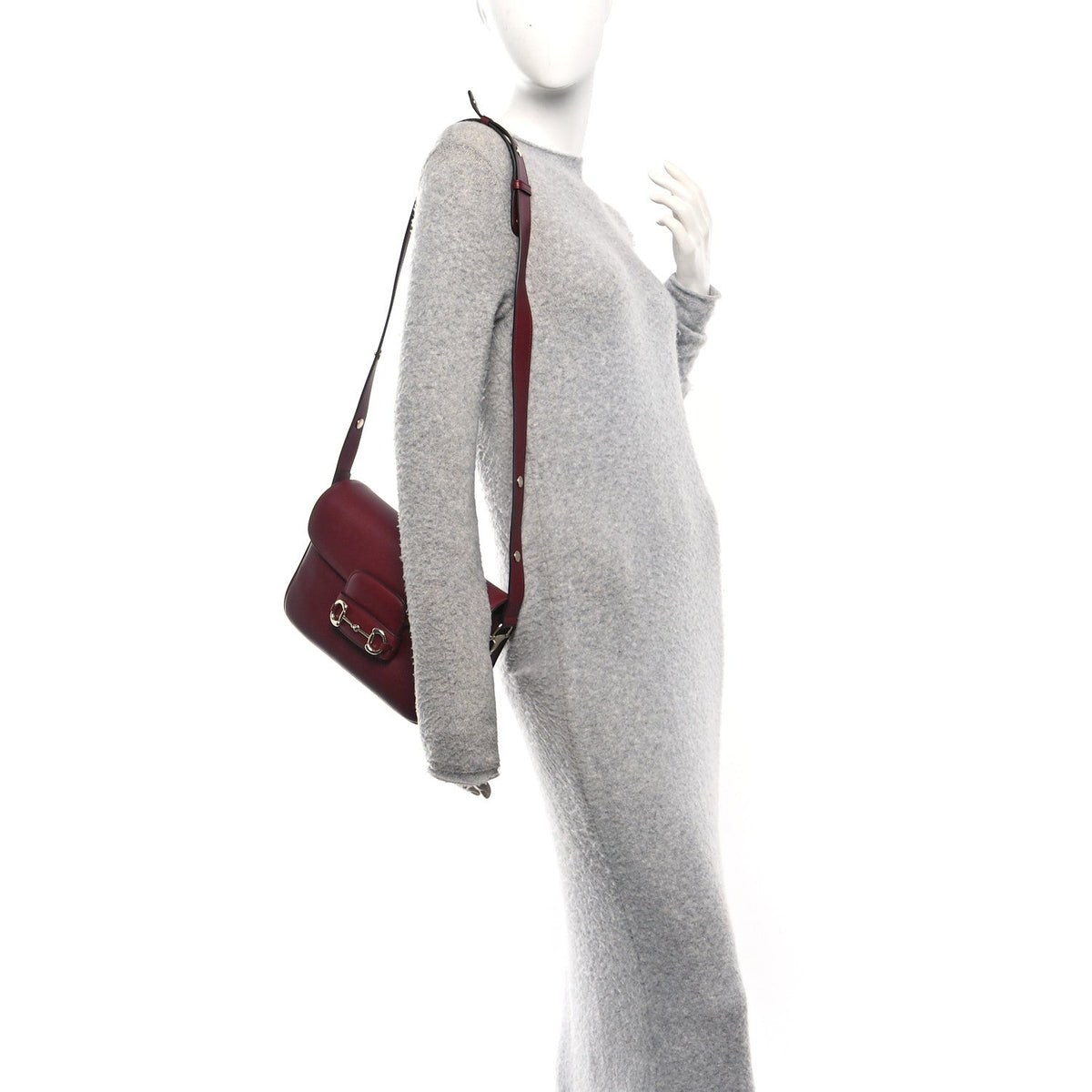 Arabella Calfskin Horsebit 1955 Shoulder Bag Rosso Ancora