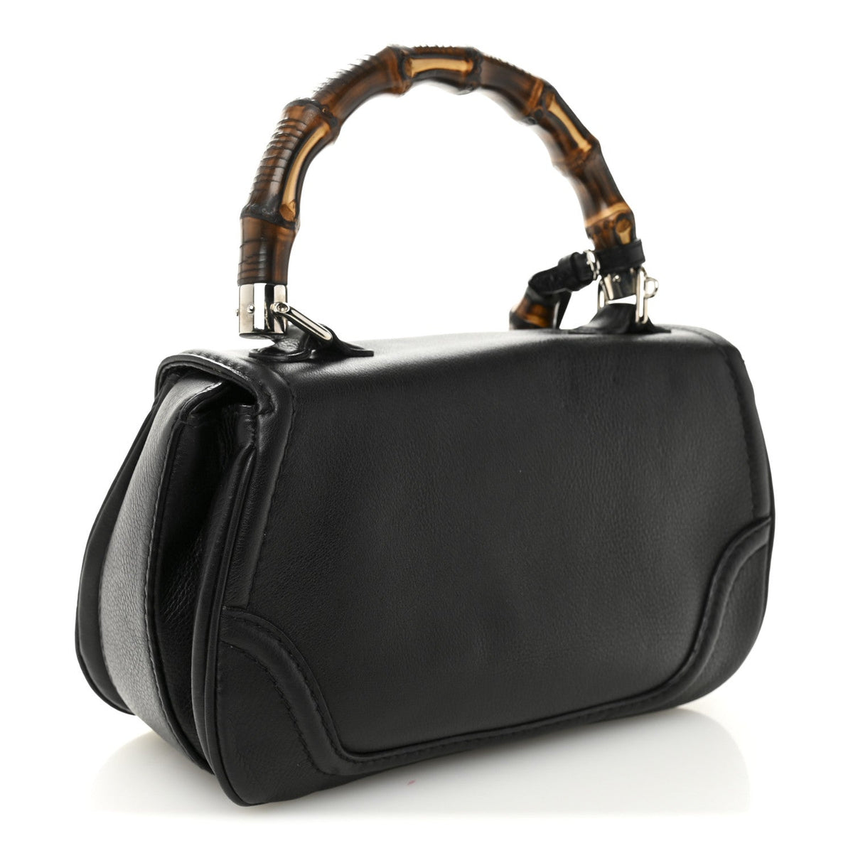 Calfskin Medium New Bamboo Top Handle Bag Black