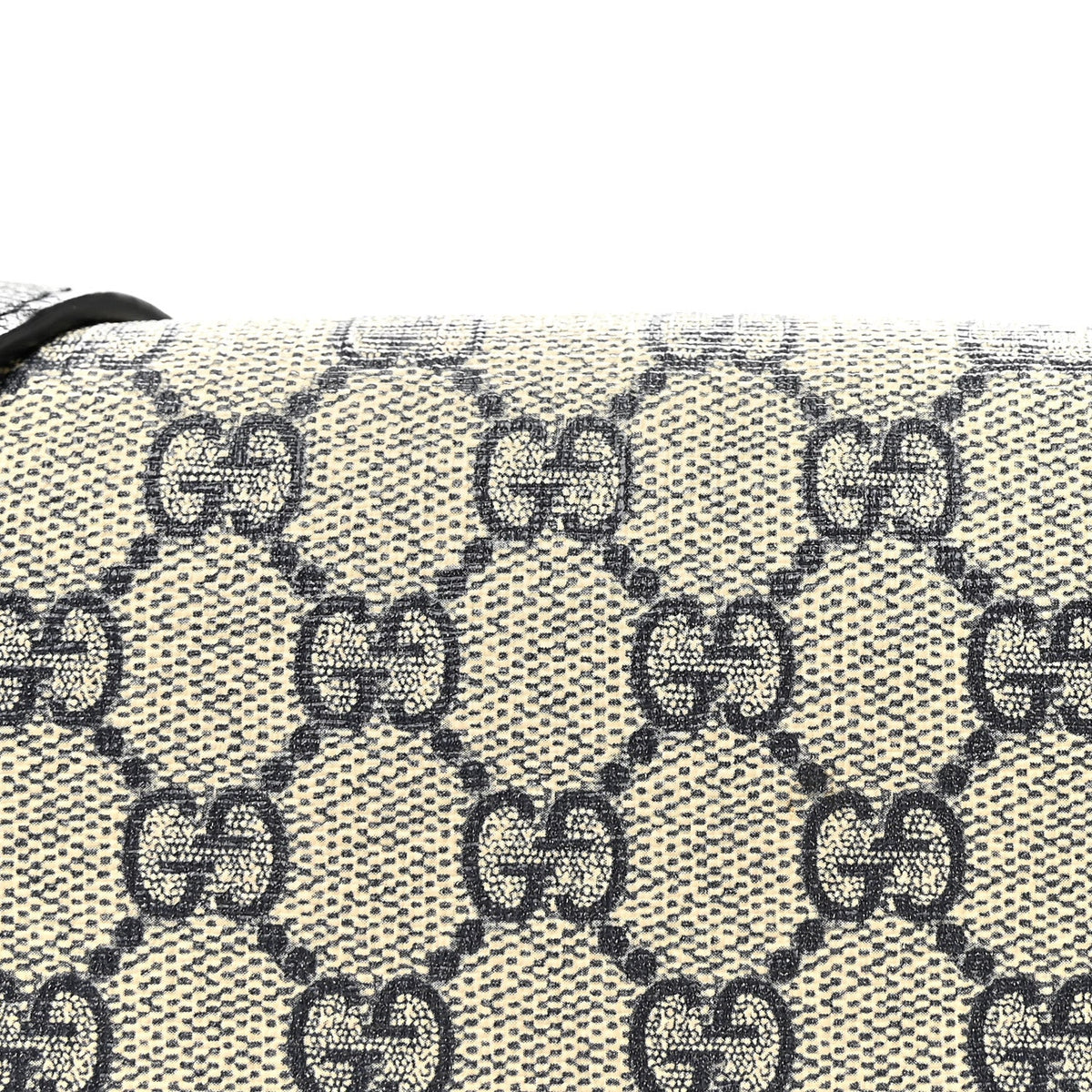 GG Supreme Monogram Textured Dollar Calfskin Web Medium Blondie Top Handle Shoulder Flap Bag Beige Blue