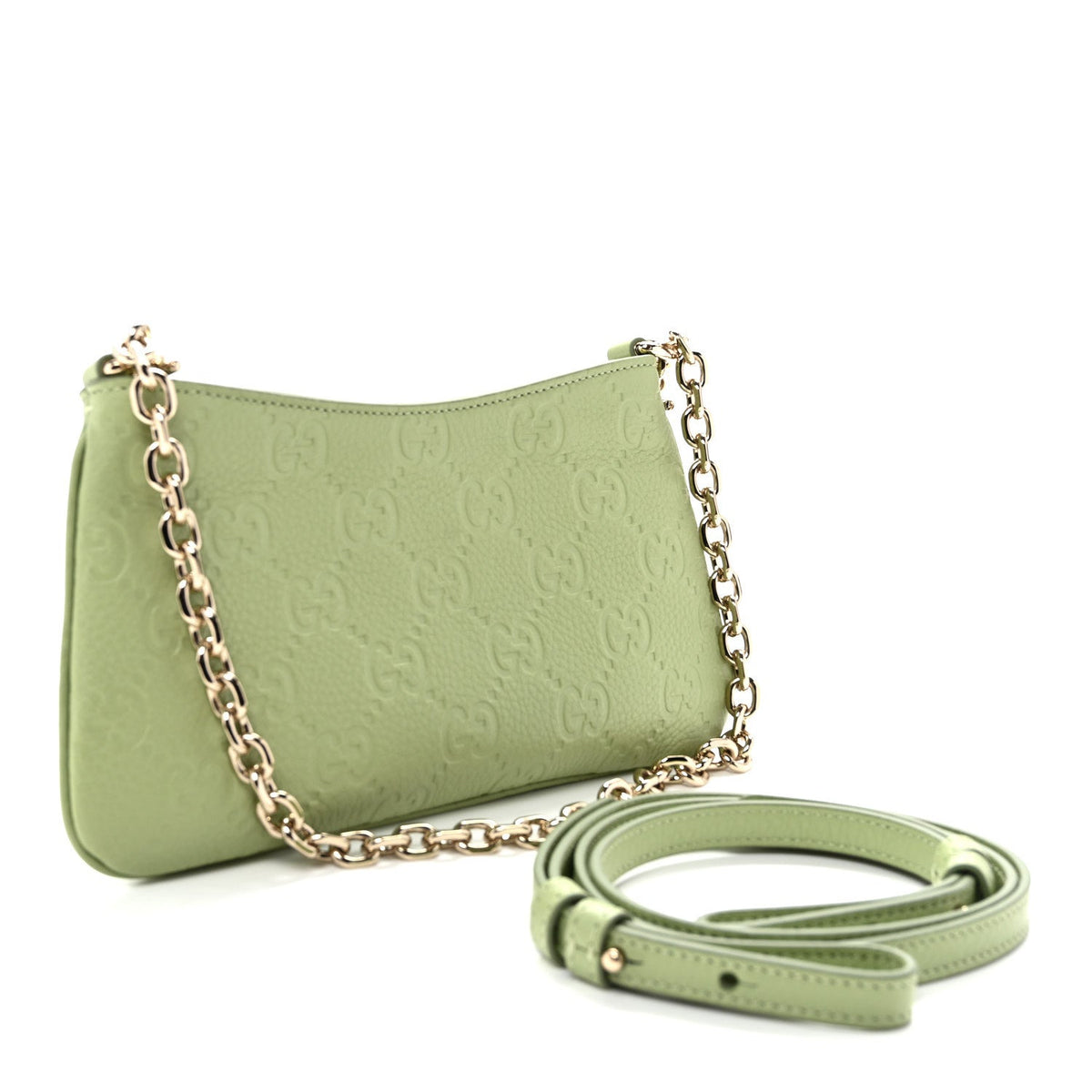 GG Grainy Calfskin Emblem Super Mini Shoulder Bag Sage Leaf