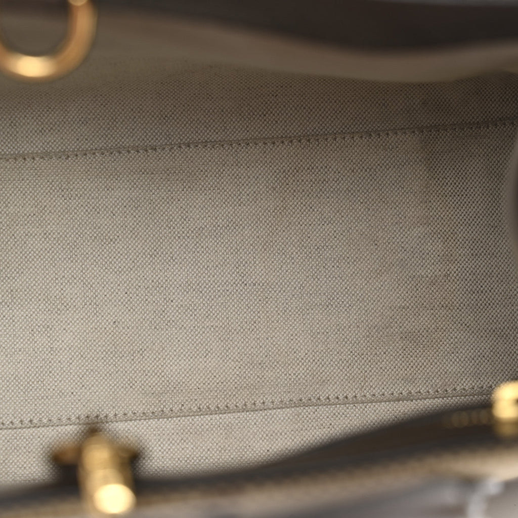 Monogram Jumbo GG Textured Dollar Calfskin Web Small Tote Bag Camel Ebony New Acero
