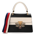 Calfskin Sylvie Web Small Queen Margaret Top Handle Bag Black White