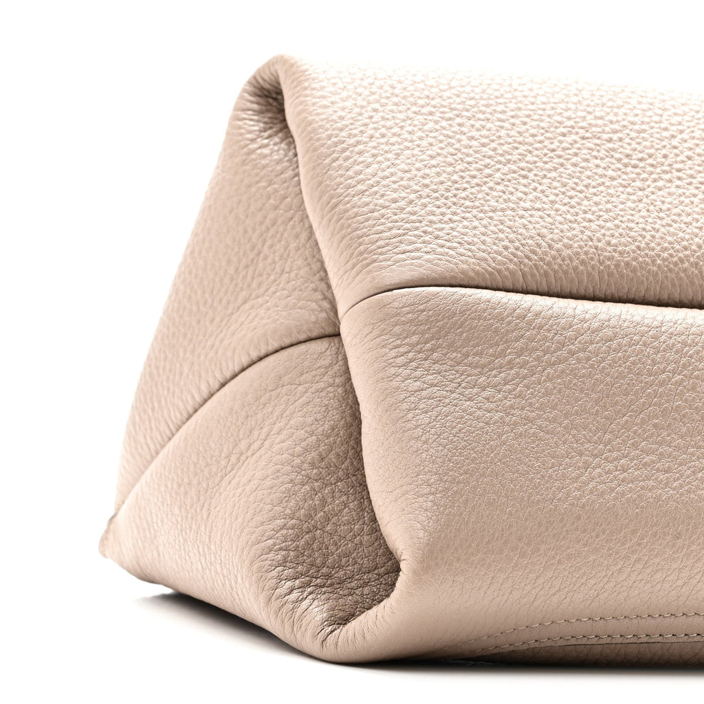Grained Calfskin Softbit Medium Shoulder Bag Taupe Taupe