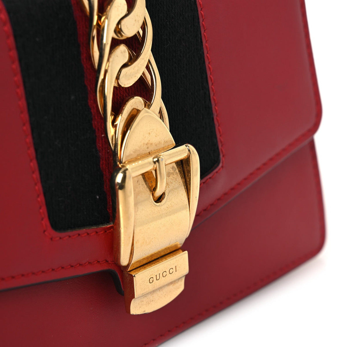 Calfskin Super Mini Sylvie Chain Shoulder Bag Hibiscus Red