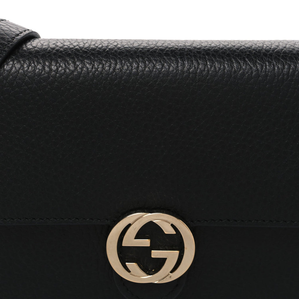 Dollar Calfskin Interlocking G Chain Wallet Black