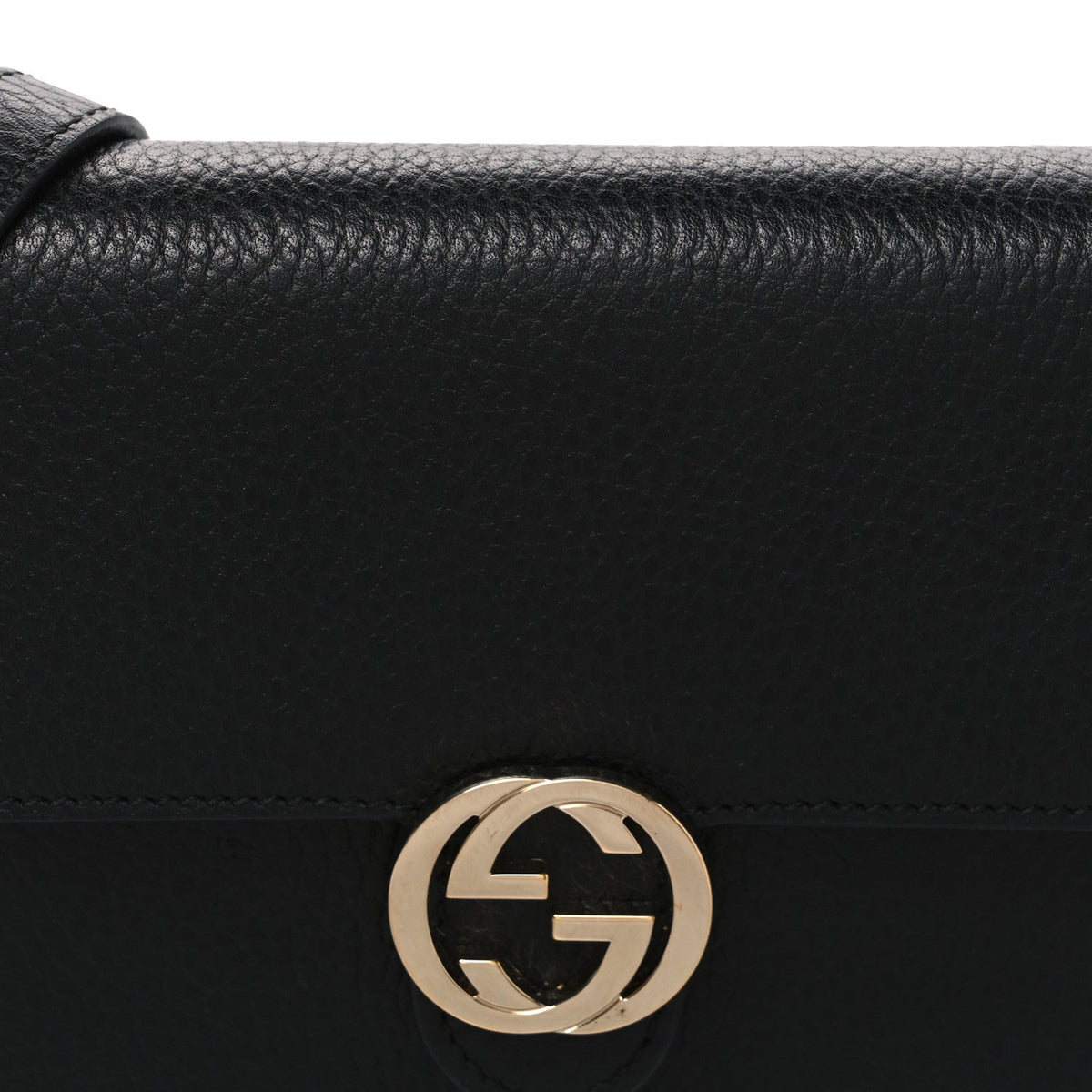 Dollar Calfskin Interlocking G Chain Wallet Black