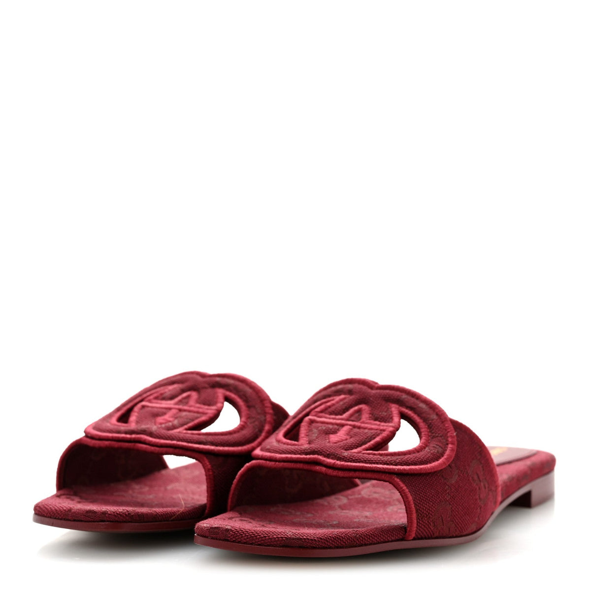 GG Canvas Interlocking G Cut Out Slide Sandals 37.5 Rosso Ancora