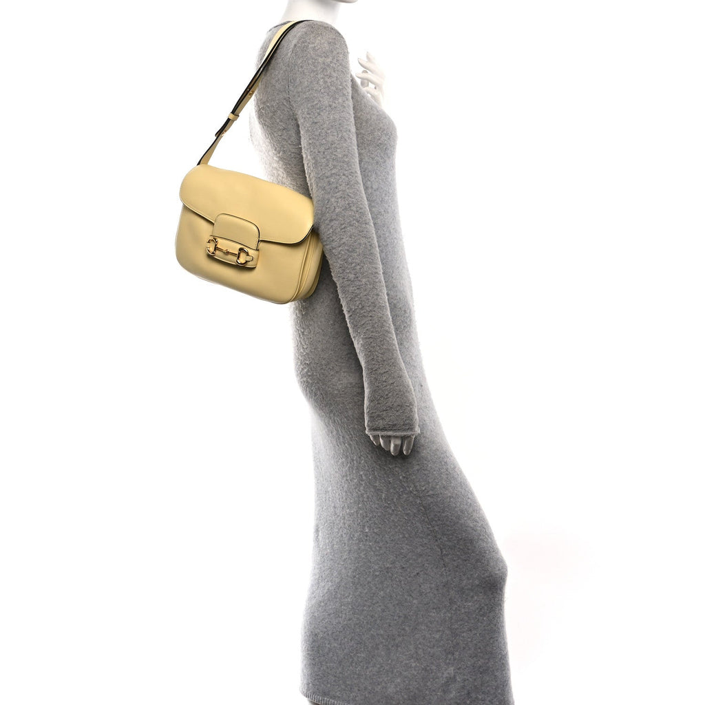 Calfskin Horsebit 1955 Aura Small Shoulder Bag Yellow