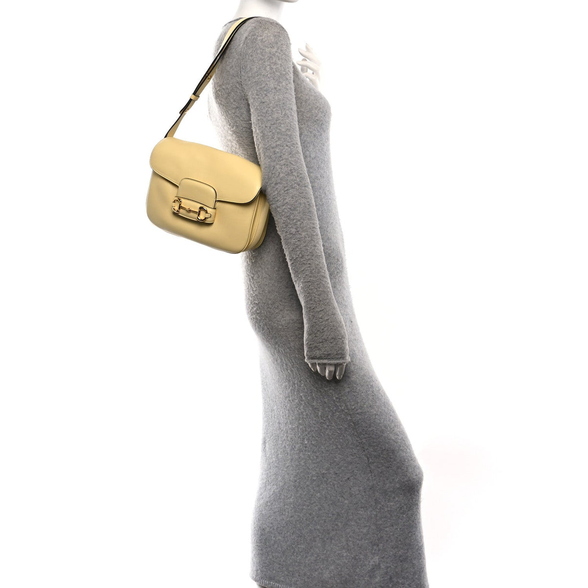 Calfskin Horsebit 1955 Aura Small Shoulder Bag Yellow