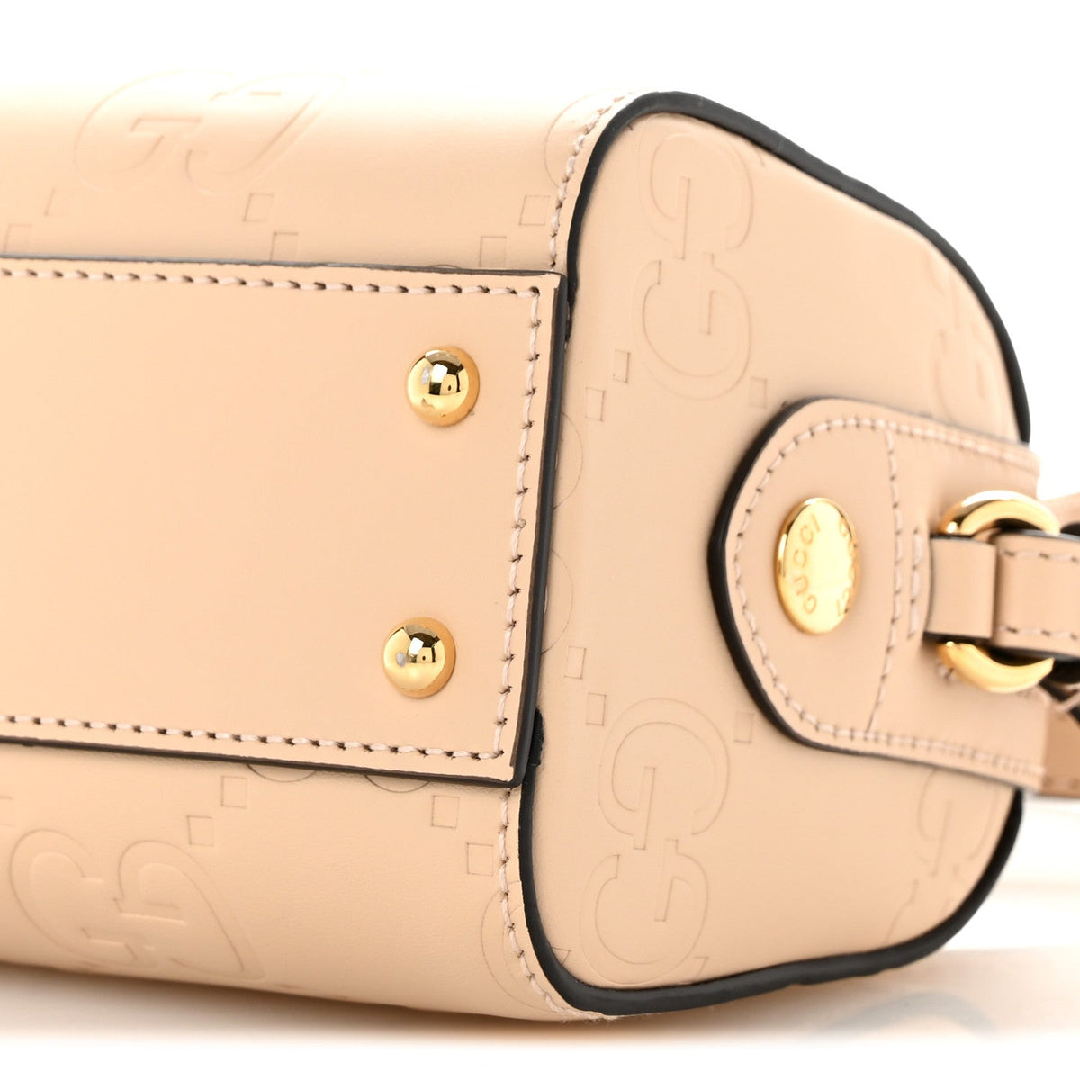 Gilbert Calfskin Jumbo GG Embossed Super Mini Top Handle Bowler Bag Beige