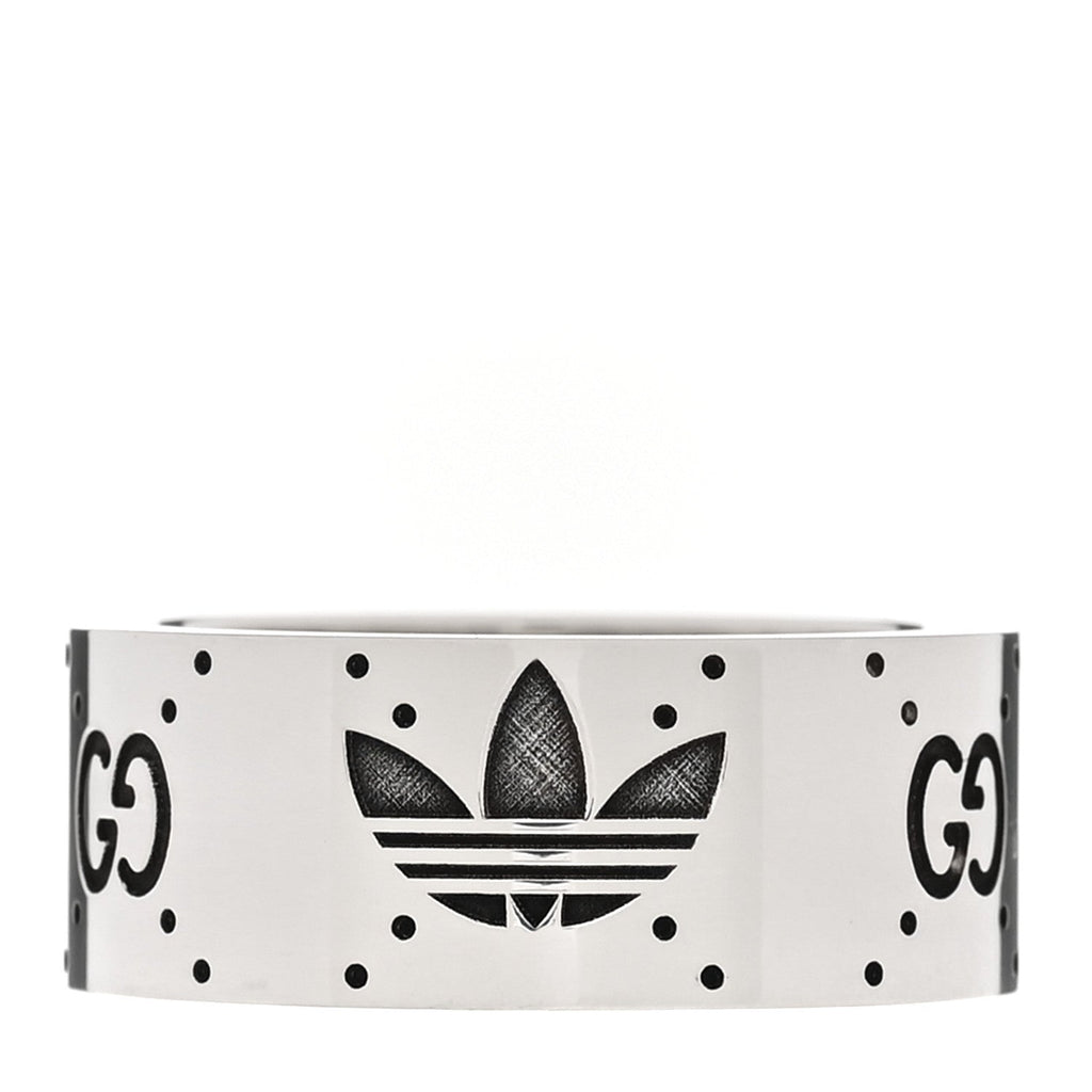 X ADIDAS Sterling Silver Trefoil GG Monogram Band Ring 53 6.5