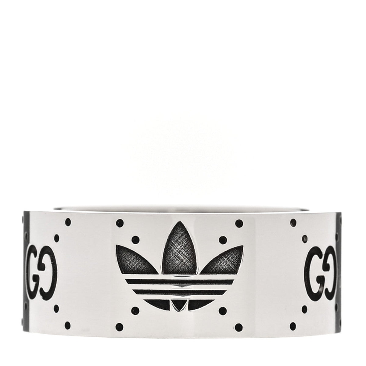 X ADIDAS Sterling Silver Trefoil GG Monogram Band Ring 53 6.5
