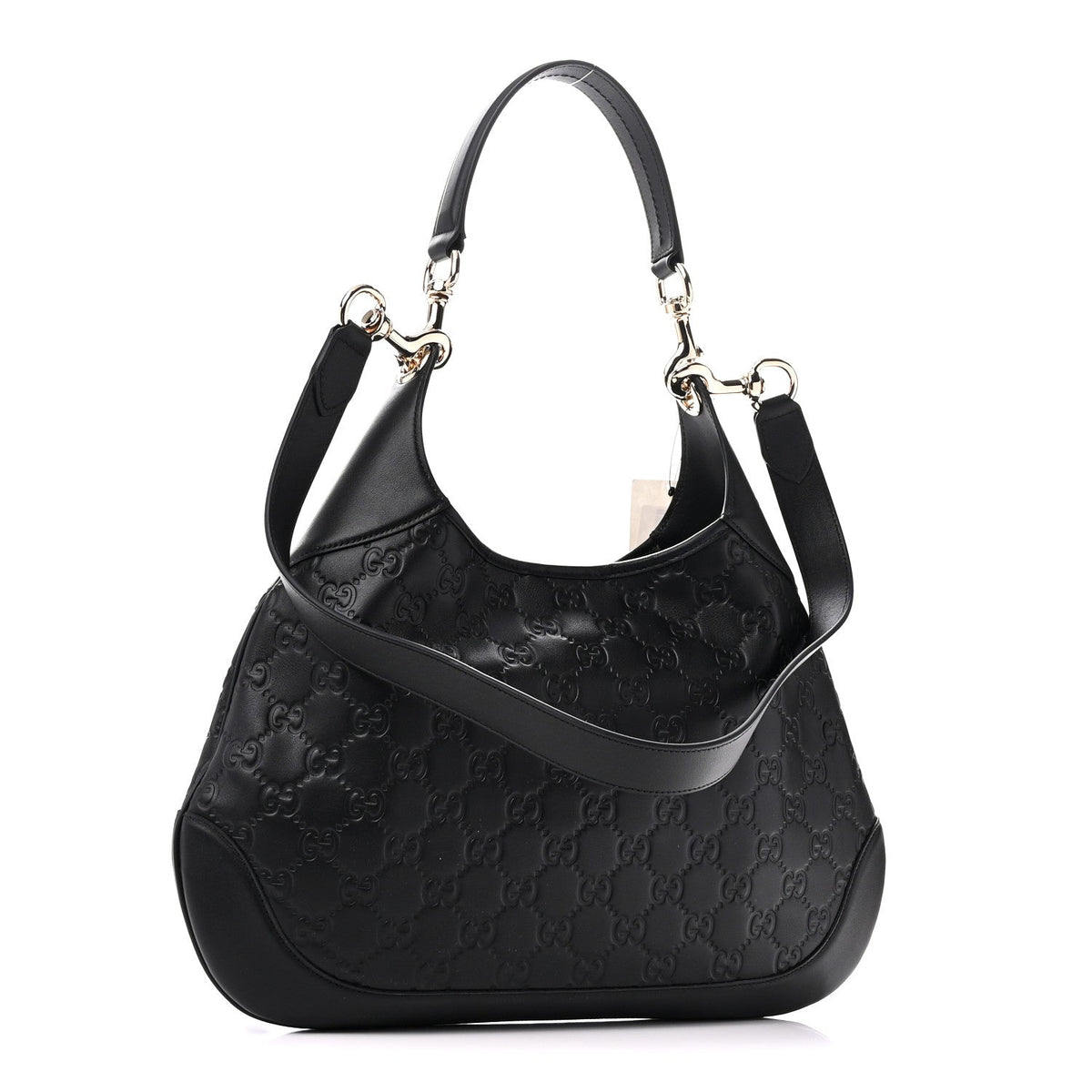 GG Calfskin Embossed B Medium Shoulder Bag Arabella Black
