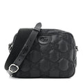 Nylon Calfskin Enamel GG Matelasse Shoulder Bag Black