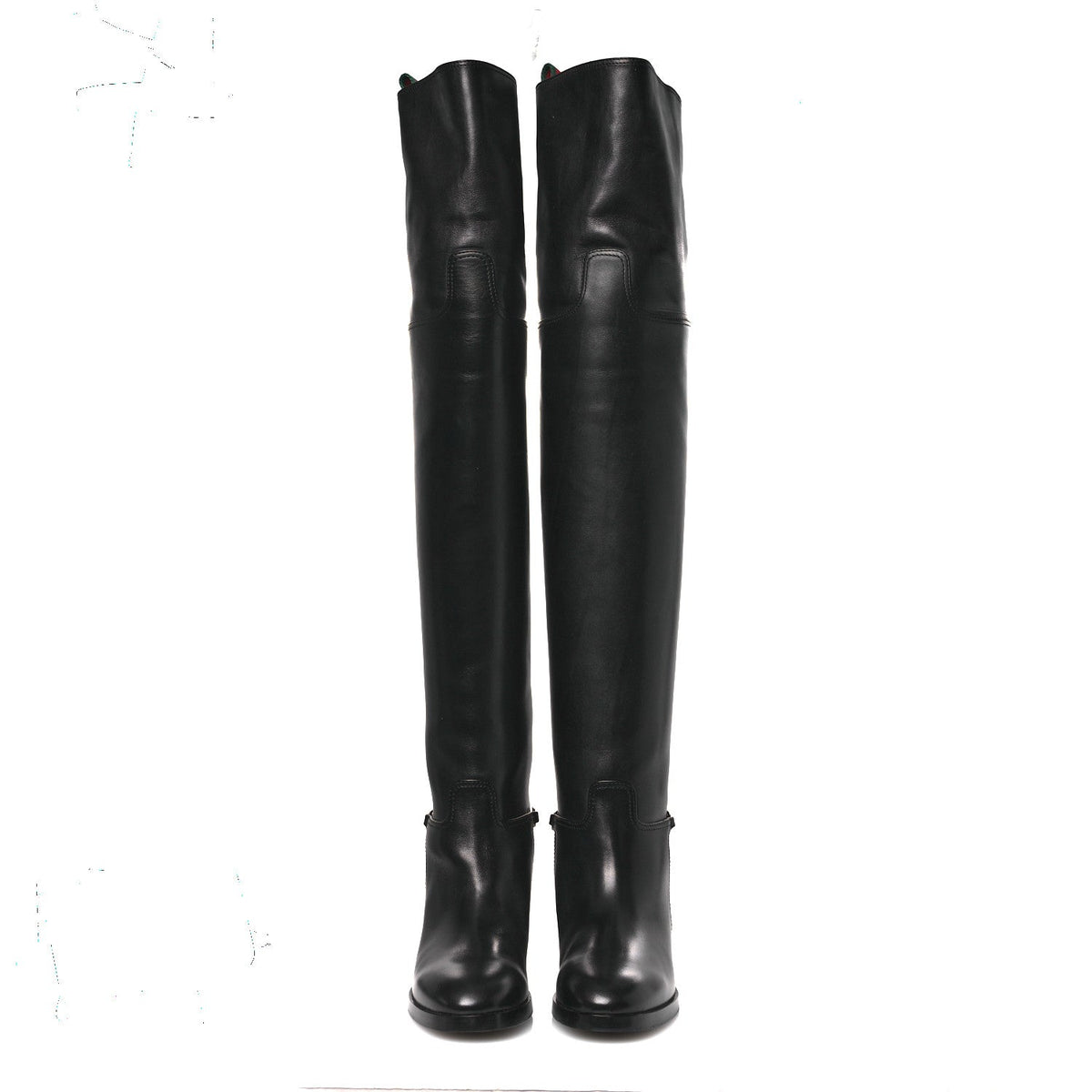 Calfskin Slim Horsebit Over The Knee High Boots 37 Black