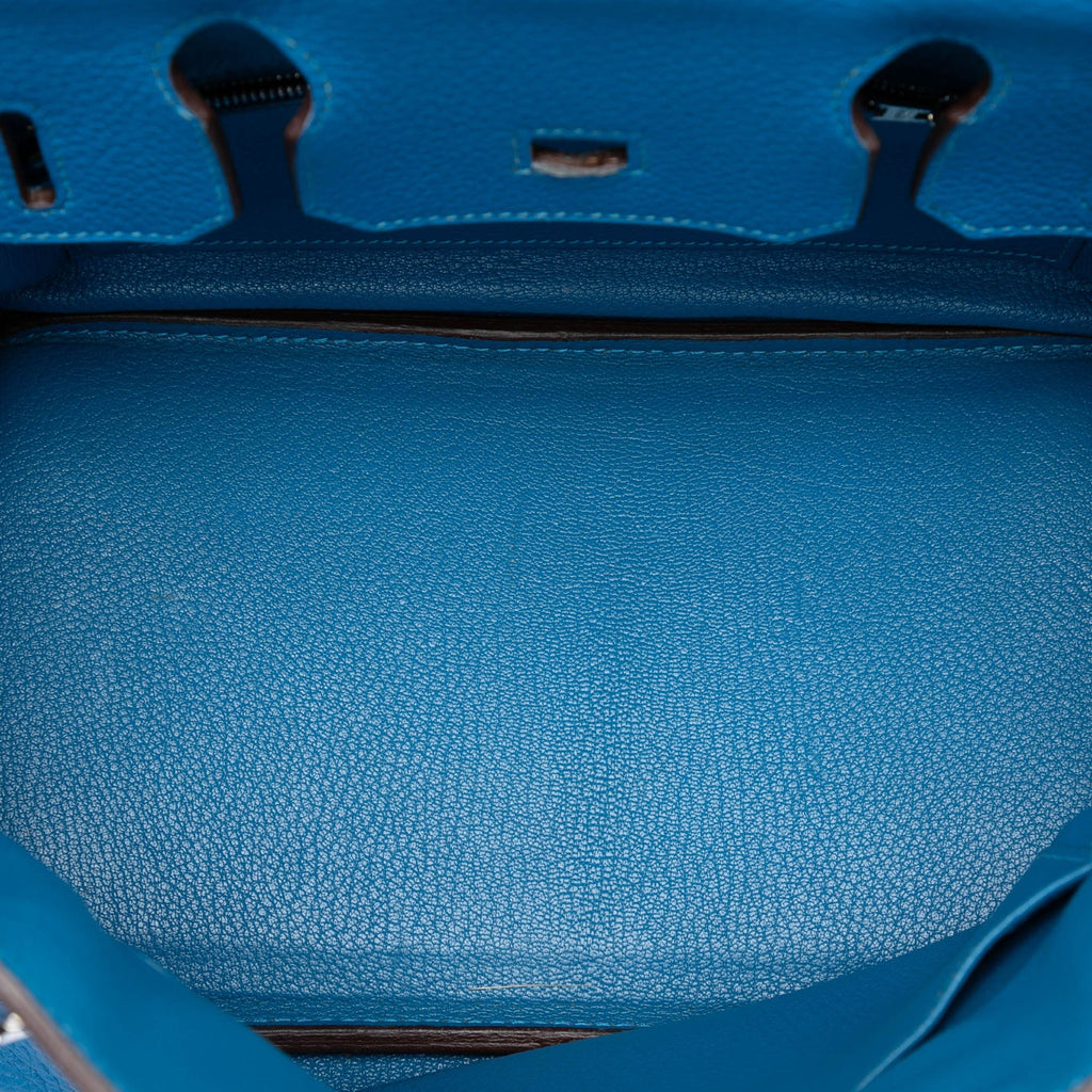 Birkin Handbag Blue Clemence with Palladium Hardware 30