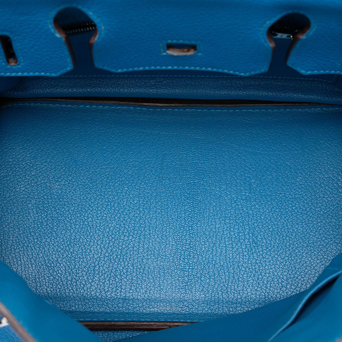 Birkin Handbag Blue Clemence with Palladium Hardware 30